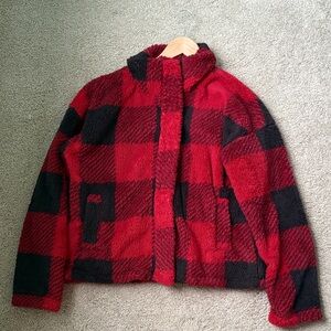 Thread & Supply Red and Black Checkered Fleece Jacket